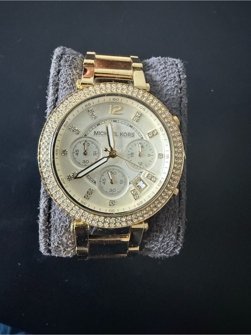 Michael Kors Gold Crystal-Accent Chronograph Bracelet Watch